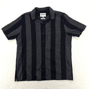 The Stronghold Mens Regular Fit Short Sleeve Button Up Shirt Size L Black Stripe